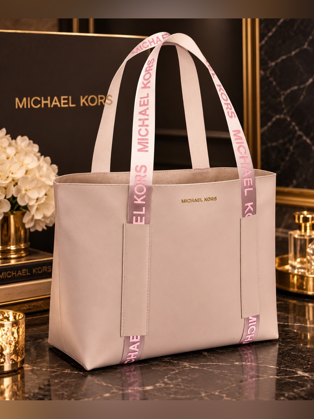Michael Kors Pale Pink Logo-Trim Tote